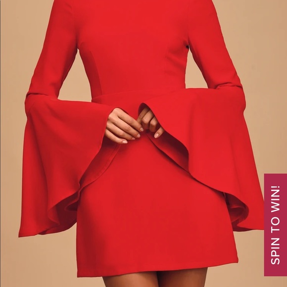 Red Bell Sleeve Dress from LULUS - Picture 2 of 8